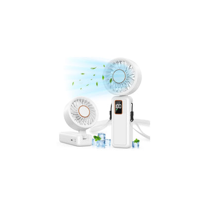Ventilatore Portatile, 6000mAh Batteria, 5 Velocità Ventilatore USB con LCD Display, 120° Pieghevole Ventilatore da Tavolo, 3 in 1 Mini Ventilatore per Ufficio, Camera da Letto, Viaggi e All’aperto