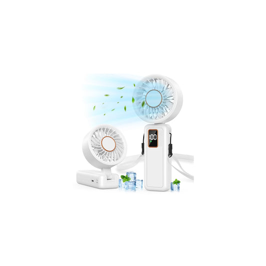 Ventilatore Portatile, 6000mAh Batteria, 5 Velocità Ventilatore USB con LCD Display, 120° Pieghevole Ventilatore da Tavolo, 3 in 1 Mini Ventilatore per Ufficio, Camera da Letto, Viaggi e All’aperto