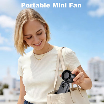 Ventilatore Portatile, Mini Ventilatore Portatile con Batteria 4000 mAh, 5 Velocità Regolabile, Pieghevole e USB-C Ricaricabile, Ventola Tascabile con LED Display Adatto Desktop/Ufficio/Viagg- Nero