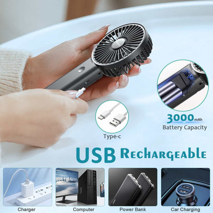 Timiyou Mini Ventilatore Portatile, Ventilatore da Tavolo USB Piccolo, 3 Velocità, a batteria, Pieghevole, Perfetto per Casa, Ufficio, Camera da Letto e Viaggi all’aperto