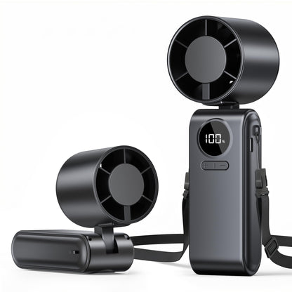 Ventilatore Portatile, Mini Ventilatore Portatile con Batteria 4000 mAh, 5 Velocità Regolabile, Pieghevole e USB-C Ricaricabile, Ventola Tascabile con LED Display Adatto Desktop/Ufficio/Viagg- Nero