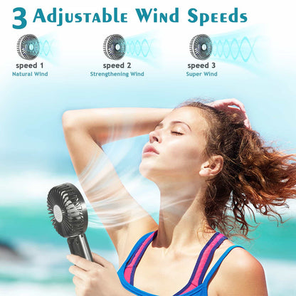 Timiyou Mini Ventilatore Portatile, Ventilatore da Tavolo USB Piccolo, 3 Velocità, a batteria, Pieghevole, Perfetto per Casa, Ufficio, Camera da Letto e Viaggi all’aperto