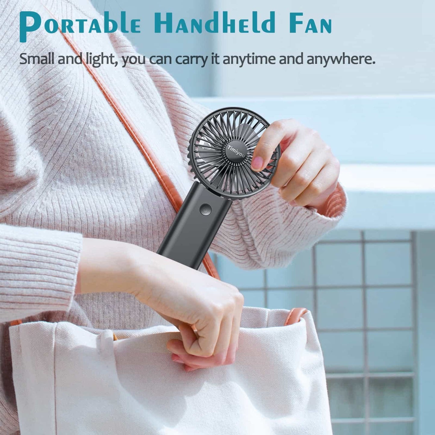 Timiyou Mini Ventilatore Portatile, Ventilatore da Tavolo USB Piccolo, 3 Velocità, a batteria, Pieghevole, Perfetto per Casa, Ufficio, Camera da Letto e Viaggi all’aperto
